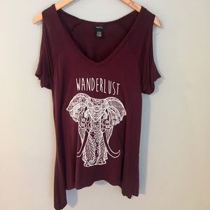 “Wanderlust” Cold Shoulder T-Shirt